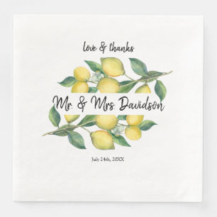 Serviette En Papier Charme Aquarelle Citron Mariage tropical