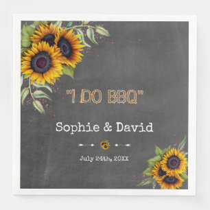 Serviette En Papier Charme Aquarelle Sunflower Chalkboard I DO BBQ