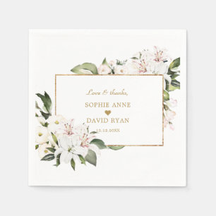 Serviette En Papier Charme Imperial Lilies Or 1er Anniversaire Baptême