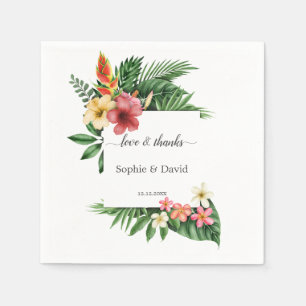 Serviette En Papier Charme Lush Tropical Garden Fleurs Mariage en fleu