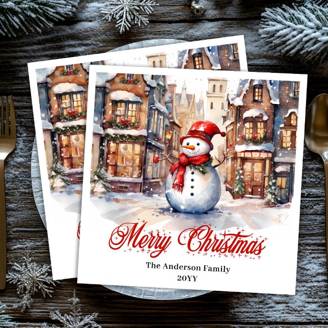 Serviette En Papier Charming Christmas scene napkins classic palette (Charming Christmas scene napkins in classic palette)