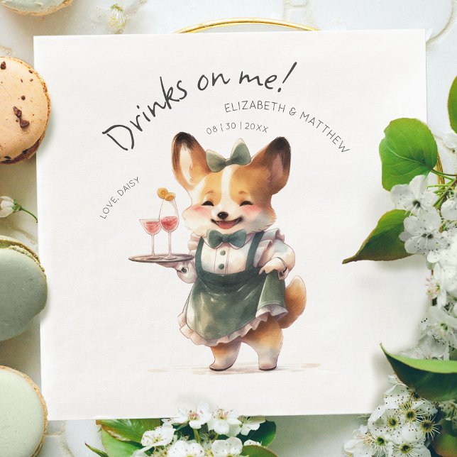 Serviette En Papier Charming Pembroke Welsh Corgi Waiter (Créateur téléchargé)