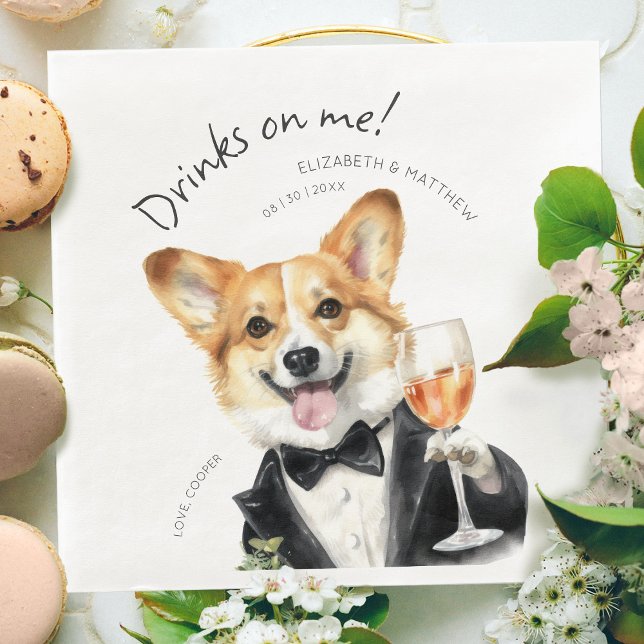 Serviette En Papier Charming Pembroke Welsh Corgi Waiter (Créateur téléchargé)