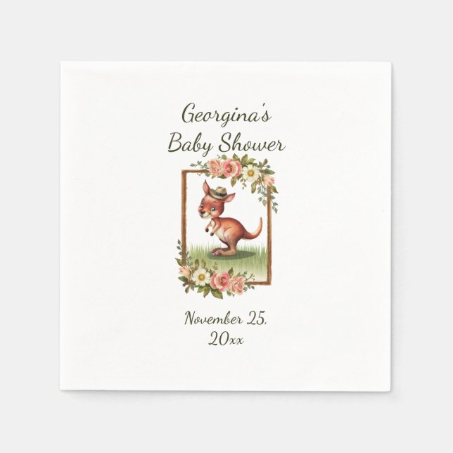 Serviette En Papier Charming Watercolor Kangaroo Party (Devant)