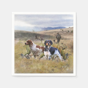 Serviette En Papier Chasse à la caille avec un Espagnol breton, Art