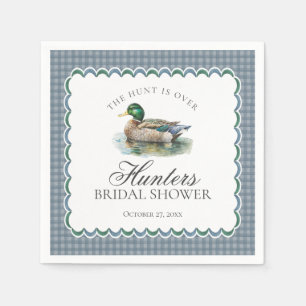 Serviette En Papier Chasse au canard colvert gingham bleu Baby Shower