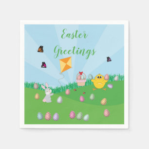 Serviette En Papier Chasse aux oeufs de Pâques colorée personnalisée C