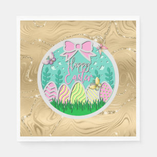 Serviette En Papier Chasse aux oeufs de Pâques mignonne et papillons c