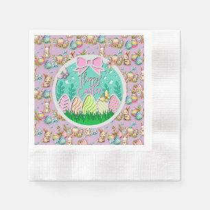 Serviette En Papier Chasse aux œufs de Pâques mignonne et papillons co