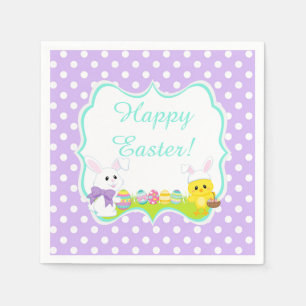 Serviette En Papier Chasse aux oeufs de Pâques mignonne lapin et pouss