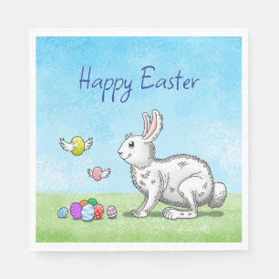Serviette En Papier Chasse aux oeufs du lapin de Pâques