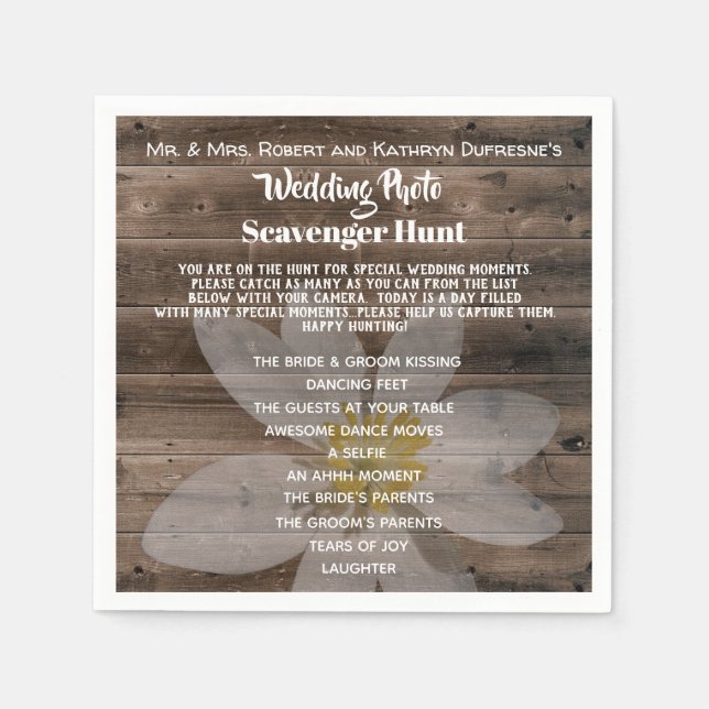 Serviette En Papier Chasse photo Mariage personnalisée (Devant)