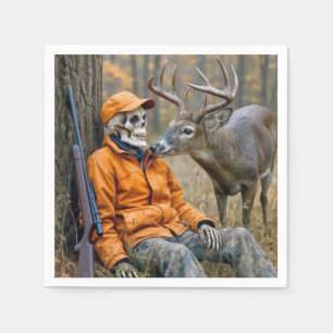 Serviette En Papier Chasseur de Halloween squelette avec un buck