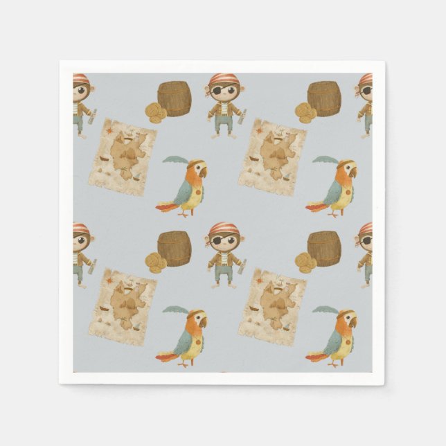 Serviette En Papier Chasseurs de trésors Pirate Anniversaire (Devant)