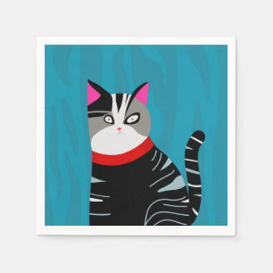 Serviette En Papier Chat Abstrait