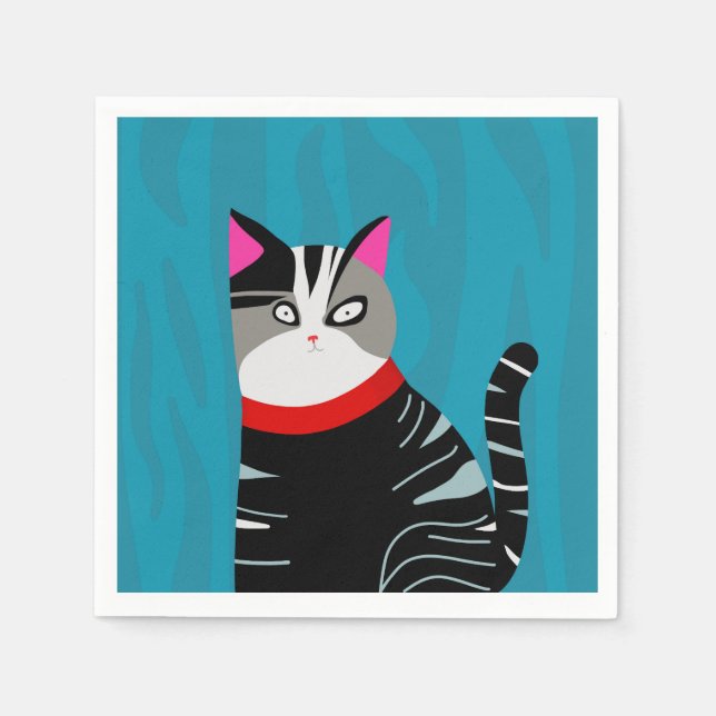 Serviette En Papier Chat Abstrait (Devant)