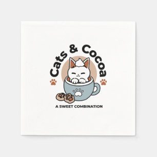 Serviette En Papier Chat adorable en Mug Conception de vacances - Chat