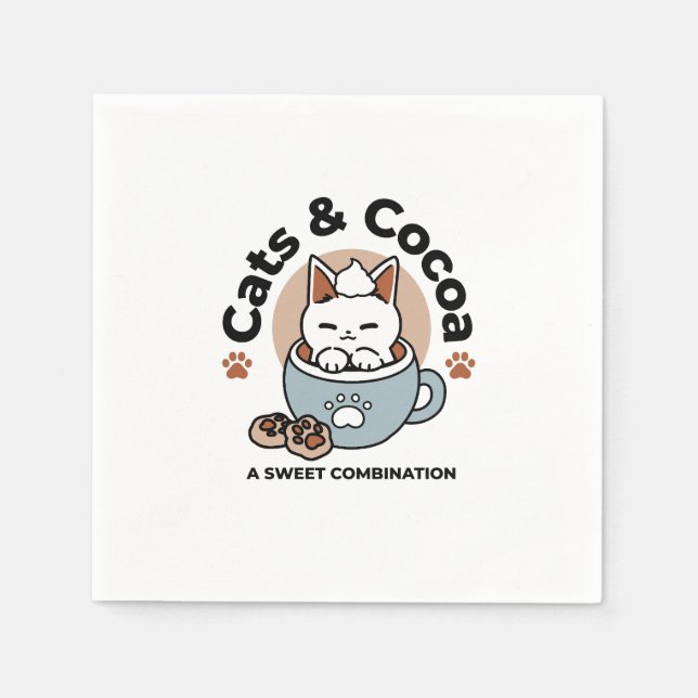 Serviette En Papier Chat adorable en Mug Conception de vacances - Chat (Devant)