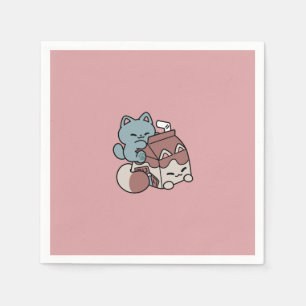 Serviette En Papier Chat au Lait Chocolat Kawaii – Boisson Confortable