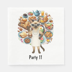 Serviette En Papier Chat avec beaucoup de nourriture festive