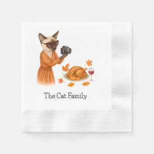 Serviette En Papier Chat avec dinde pour Thanksgiving