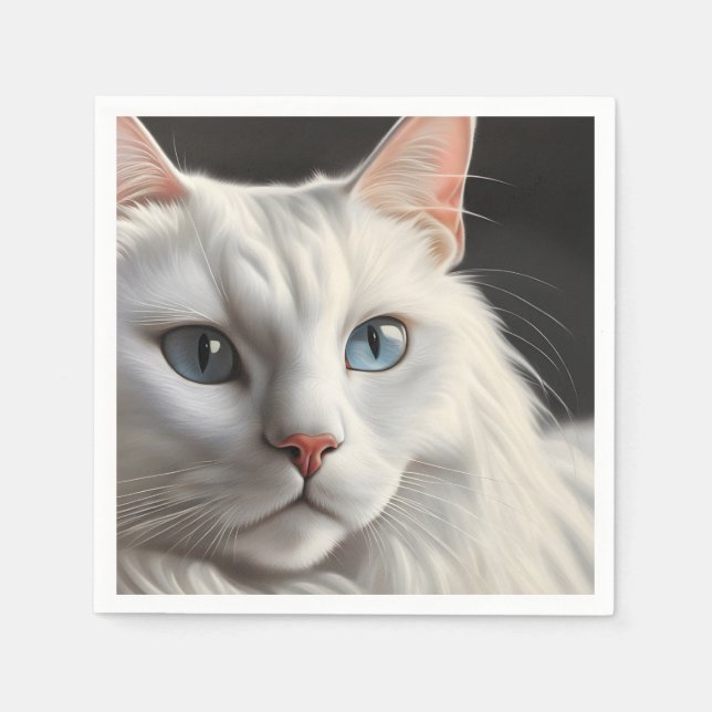 Serviette En Papier Chat blanc (Devant)