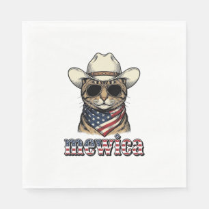 Serviette En Papier Chat Cowboy Patriotique Mewica Design Vectoriel Vi