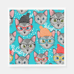 Serviette En Papier Chat dans le casquette