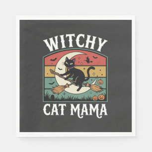 Serviette En Papier Chat de Halloween Sorcière Maman