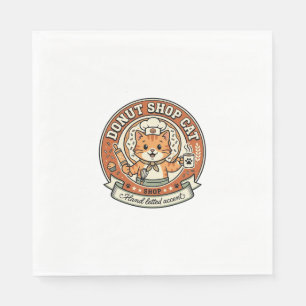 Serviette En Papier Chat de la boutique de beignets Chat de la boutiqu