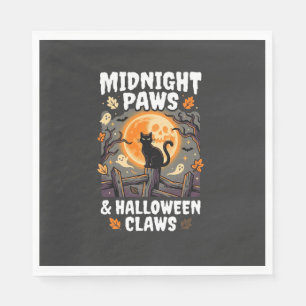 Serviette En Papier Chat de lune de méfaits d'Halloween
