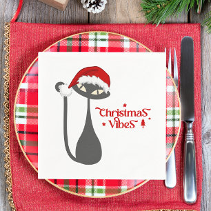 Serviette En Papier Chat de Noël moderne et élégant