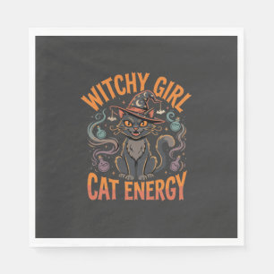 Serviette En Papier Chat de sorcière ambiance Halloween