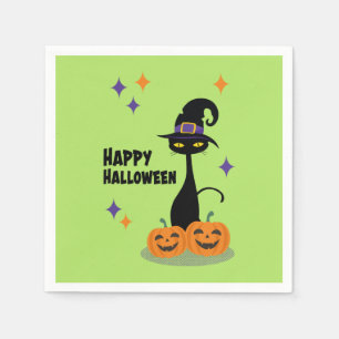 Serviette En Papier Chat d'Halloween atomique du milieu du siècle