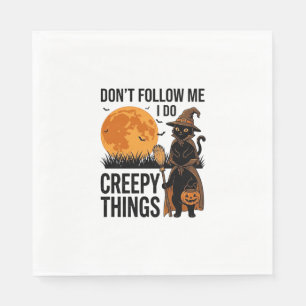 Serviette En Papier Chat d'Halloween Choses Effrayantes Sorcière Drôle