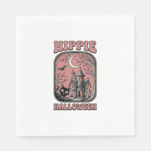 Serviette En Papier Chat d'Halloween Hippie Maison Hantée Design Vinta