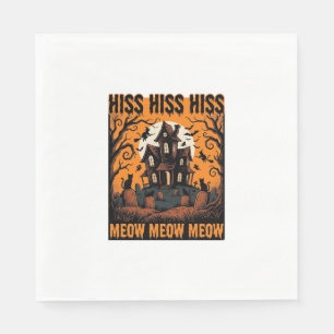 Serviette En Papier Chat d'Halloween Miaou Maison de Sorcière Vintage