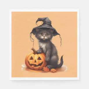 Serviette En Papier Chat d'Halloween mignon