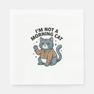 Serviette En Papier Chat du matin Gravure vintage T-shirt de chat drôl