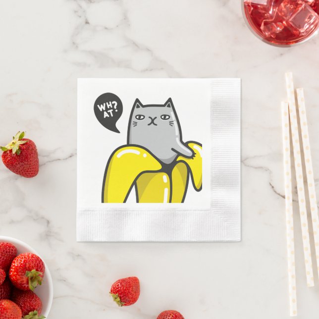 Serviette En Papier Chat en banane (En situation)