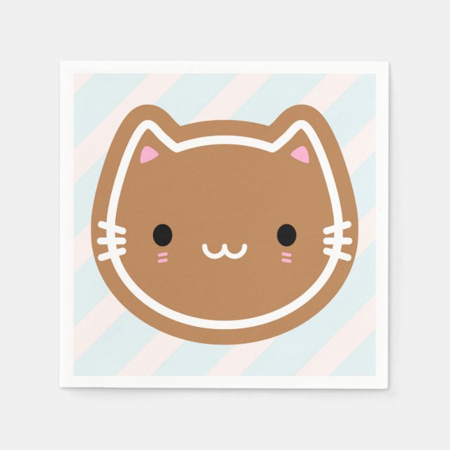 Serviette En Papier Chat en pain d'épices de Noël (Devant)