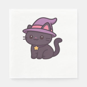 Serviette En Papier Chat en sorcière Kawaii en T-shirt classique Casqu