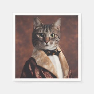 Serviette En Papier Chat en veste de fumeur
