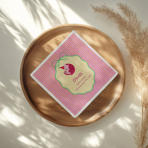 Serviette En Papier Chat Endormi 1er Anniversaire Rayure Jaune