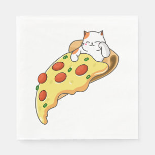Serviette En Papier Chat et pizza