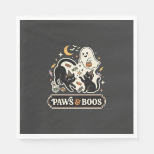 Serviette En Papier Chat Fantôme Magie Halloween