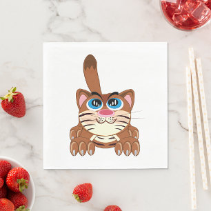 Serviette En Papier Chat jouant avec Big Blue yeux amusant Whimsical K