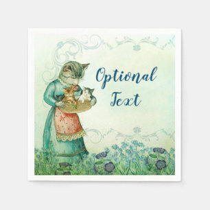 Serviette En Papier Chat maman vintage avec chatons