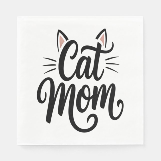 Serviette En Papier Chat Maman Whiskers et Oreilles (Devant)