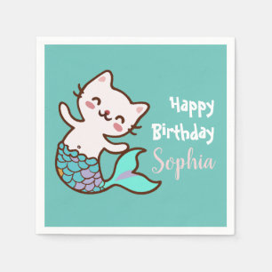 Serviette En Papier Chat Mermaid mure Meowmaid Purrmaid Girl Anniversa